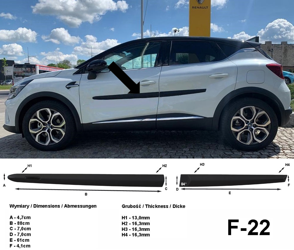 Seitenschutzleisten schwarz für Renault Captur II ab Baujahr 09.2019- 3700022a
