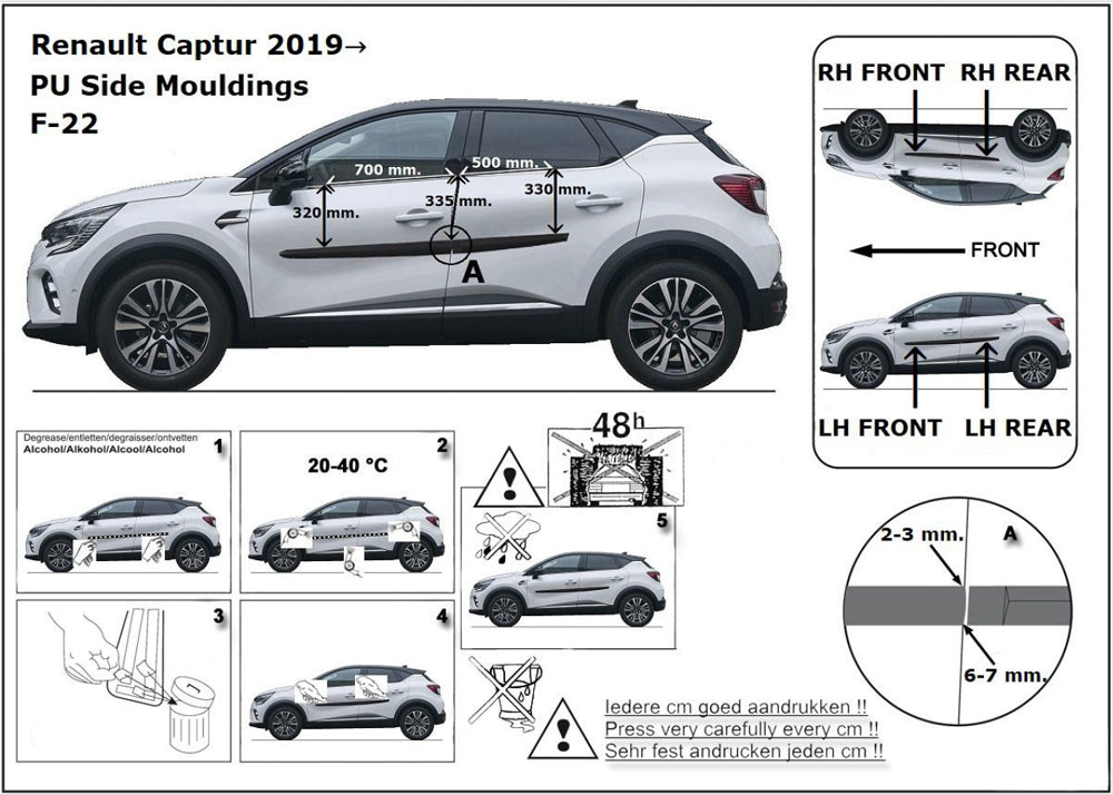 Seitenschutzleisten schwarz für Renault Captur II ab Baujahr 09.2019- 3700022f