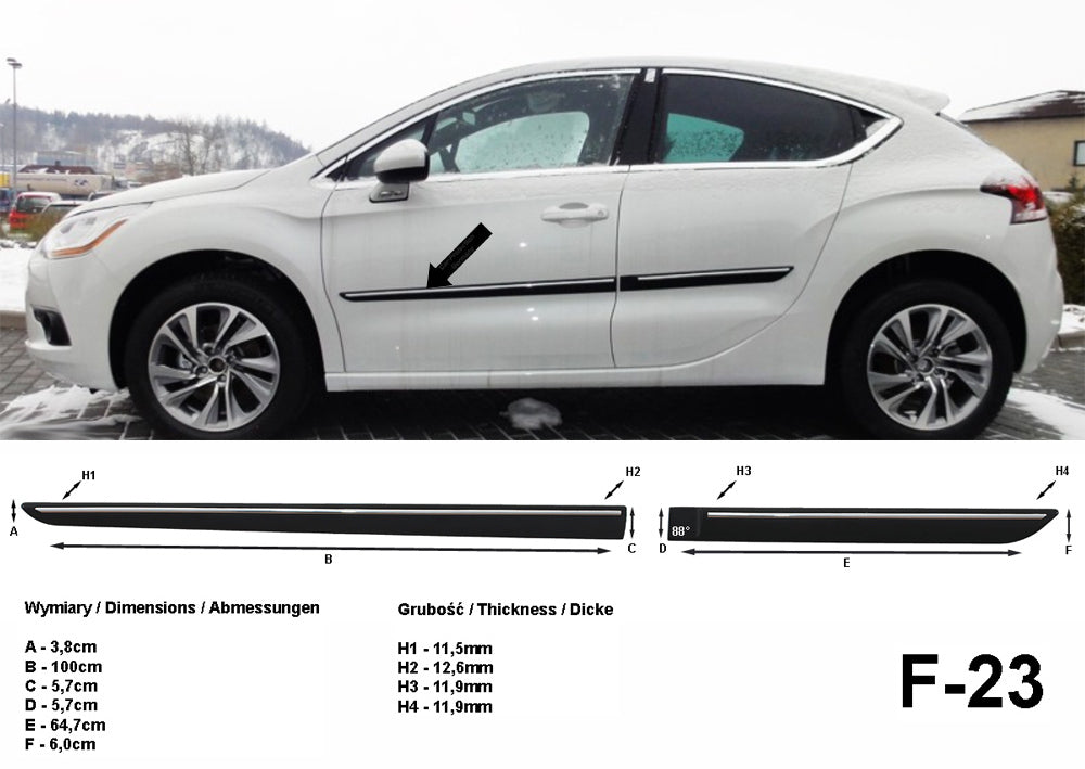 Seitenschutzleisten schwarz für Citroen DS4 Schrägheck Citroën DS 4 ab 2011- F23 a