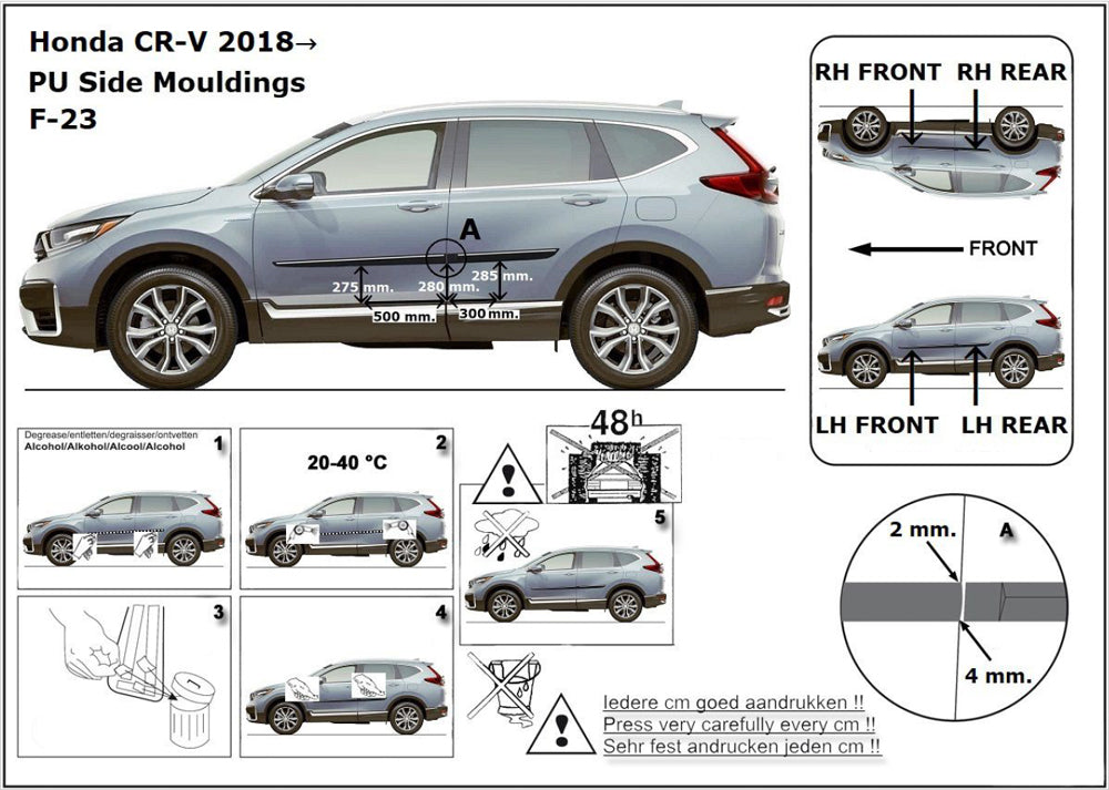 Seitenschutzleisten schwarz für Honda CRV V SUV ab Baujahr 10.2019- F23 e