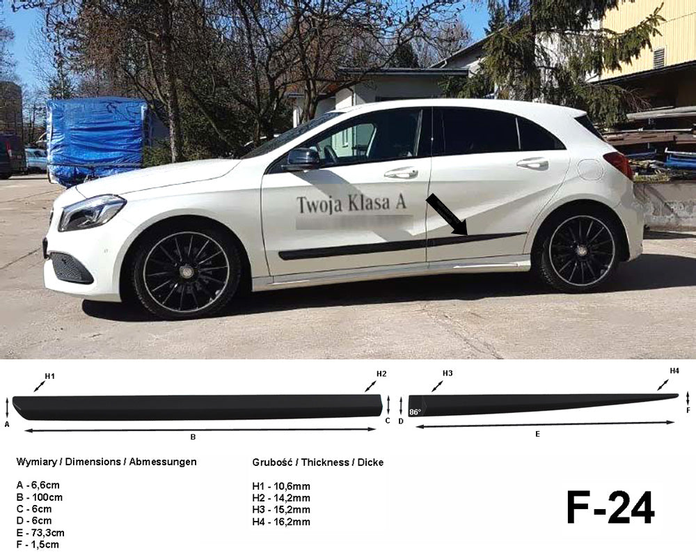 Seitenschutzleisten schwarz für Mercedes Benz A-Klasse W176 ab Bj 06.2012- F24 a