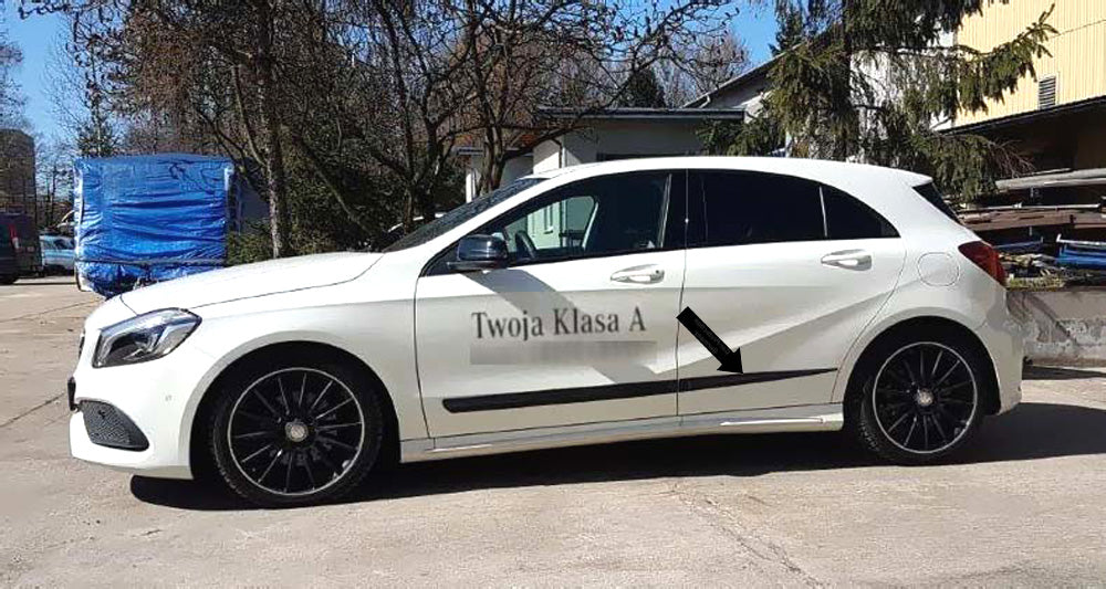 Seitenschutzleisten schwarz für Mercedes Benz A-Klasse W176 ab Bj 06.2012- F24 d
