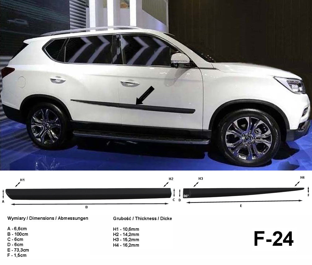 Seitenschutzleisten schwarz für SsangYong Rexton W II 2. Gen. ab 03.2017- F24 a