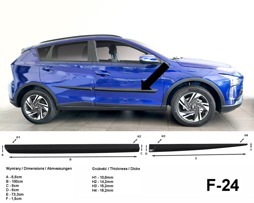 Seitenschutzleisten schwarz für Hyundai Bayon ab Baujahr 03.2021- F24 3700024 a