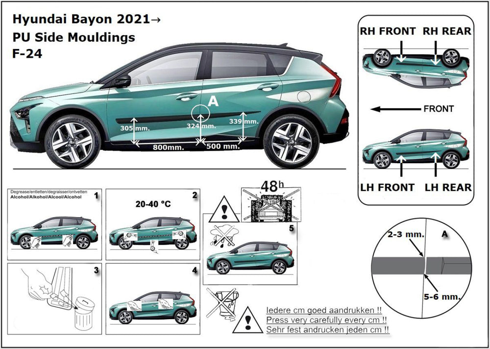 Seitenschutzleisten schwarz für Hyundai Bayon ab Baujahr 03.2021- F24 3700024 f