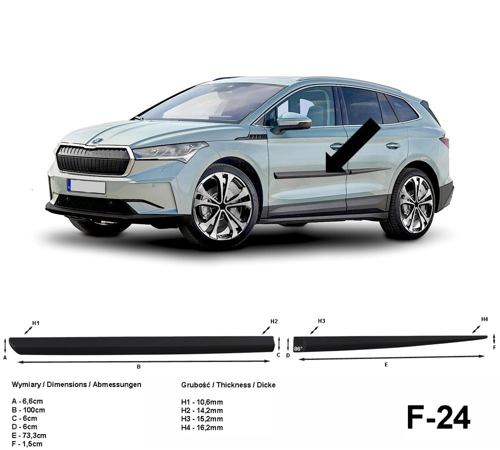 Seitenschutzleisten schwarz für Skoda Enyaq iV ab Baujahr 10.2020- F24 a