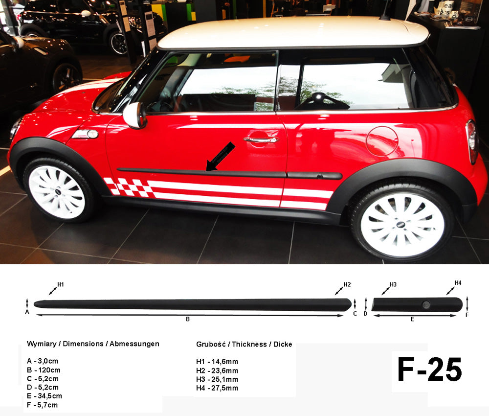 Seitenschutzleisten schwarz für Mini II One Cooper S Cabrio R56 R57 R58 ´06- F25 a