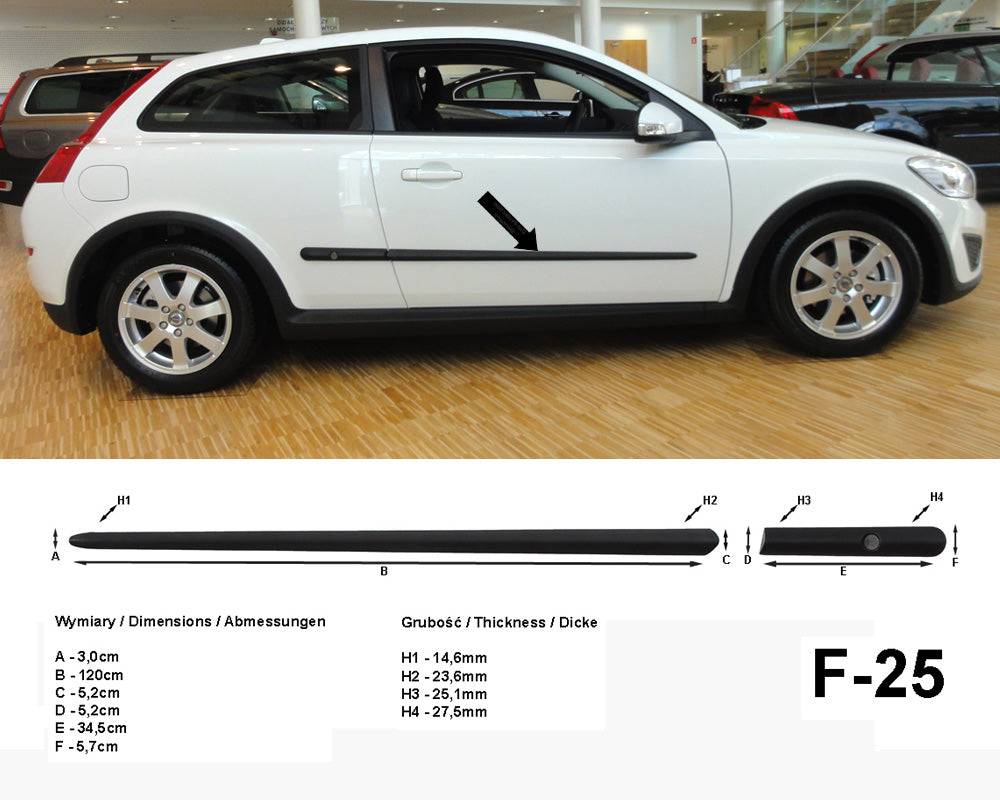 Seitenschutzleisten schwarz für Volvo C30 Kombicoupé Typ M Bauj. 2006–2012 F25 a
