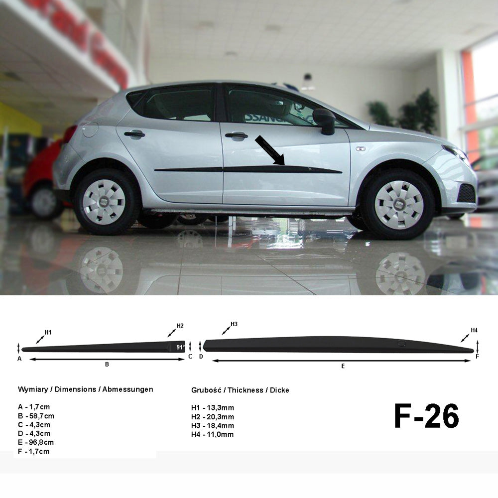 Seitenschutzleisten schwarz für Seat Ibiza V 5-Türer & Kombi vor Mopf ´08-12 F26 a