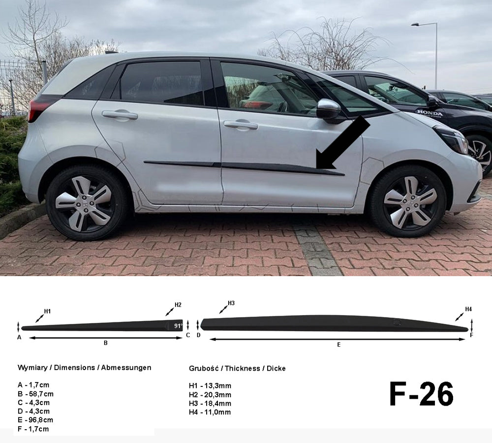 Seitenschutzleisten schwarz für Honda Jazz V 5. Generation ab 04.2020- F26 a