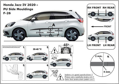 Seitenschutzleisten schwarz für Honda Jazz V 5. Generation ab 04.2020- F26 e