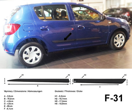 Seitenschutzleisten schwarz für Dacia Sandero II 2. Generation ab 10.2012- F31 a