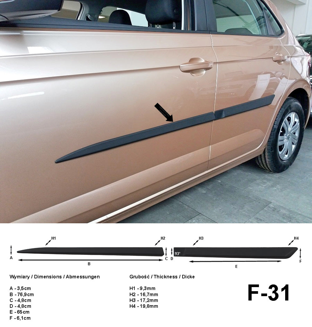 Seitenschutzleisten schwarz für VW Polo VI Schrägheck 6.Gen Typ AW 06.2017- F31 a