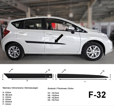 Seitenschutzleisten schwarz für Nissan Note II Typ E12 Kombi ab Bj. 06.2013- F32 a