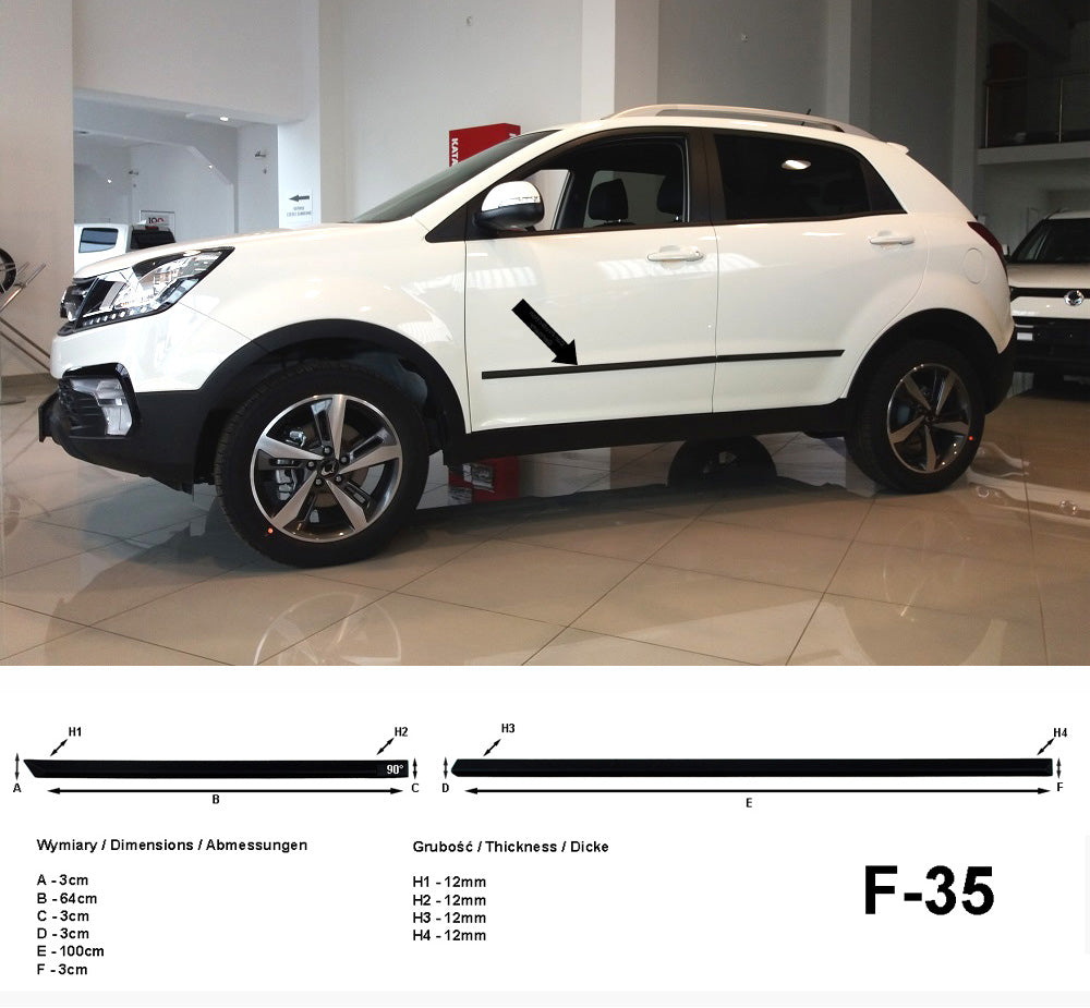 Seitenschutzleisten schwarz für SsangYong Korando SUV ab facelift Bj. 2017- F3 a