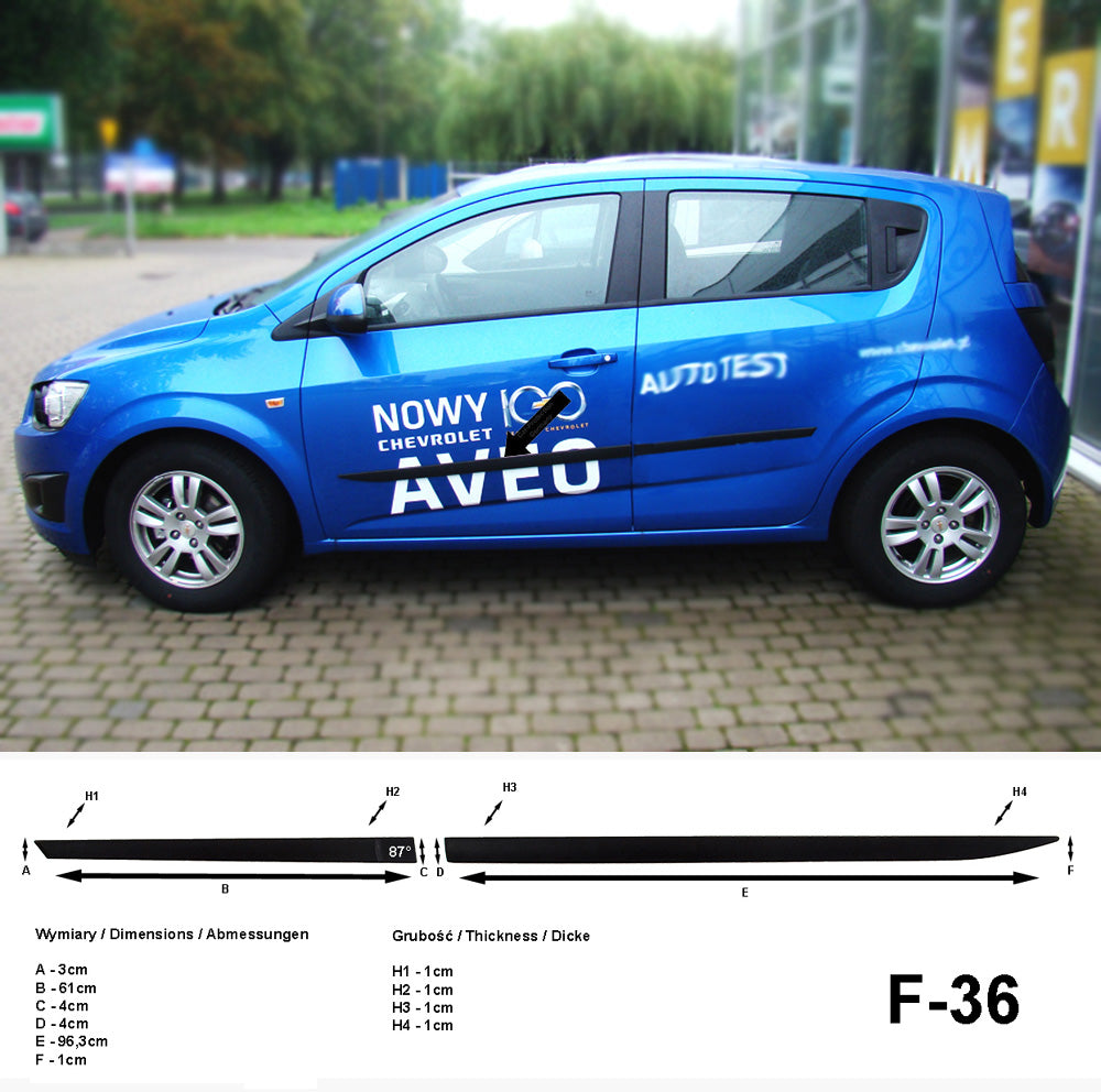 Seitenschutzleisten schwarz für Chevrolet Aveo T300 Schrägh. 5-Türer 3.2011- F36 a