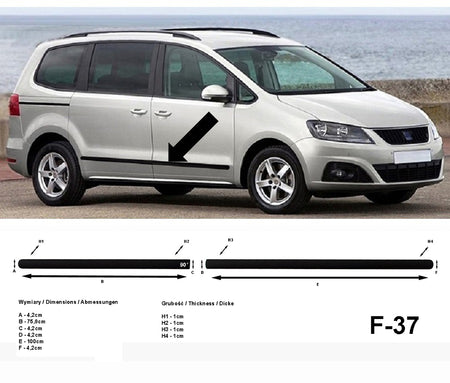 Seitenschutzleisten schwarz für Seat Alhambra 2. Generation Typ 710 ab Baujahr 06.2010- F37 a