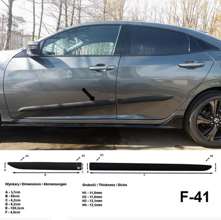 Seitenschutzleisten schwarz für Honda Civic X Schrägheck 5-Türer ab 09.2016- F41 a