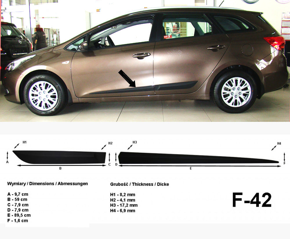 Seitenschutzleisten schwarz für Kia cee’d II Kombi ceed 2. Gen. ab 04.2012- F42 a