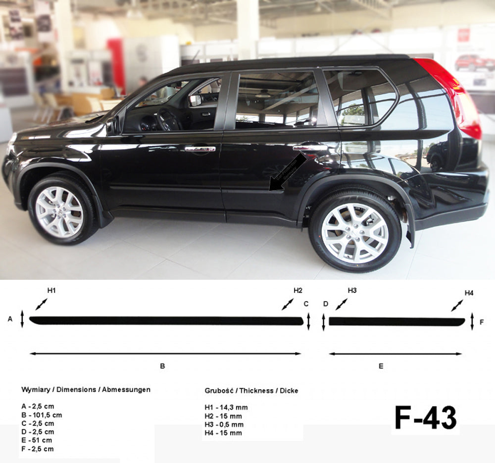 Seitenschutzleisten schwarz für Nissan X-Trail II T31 SUV Kombi 2008-11.2013 F43 a