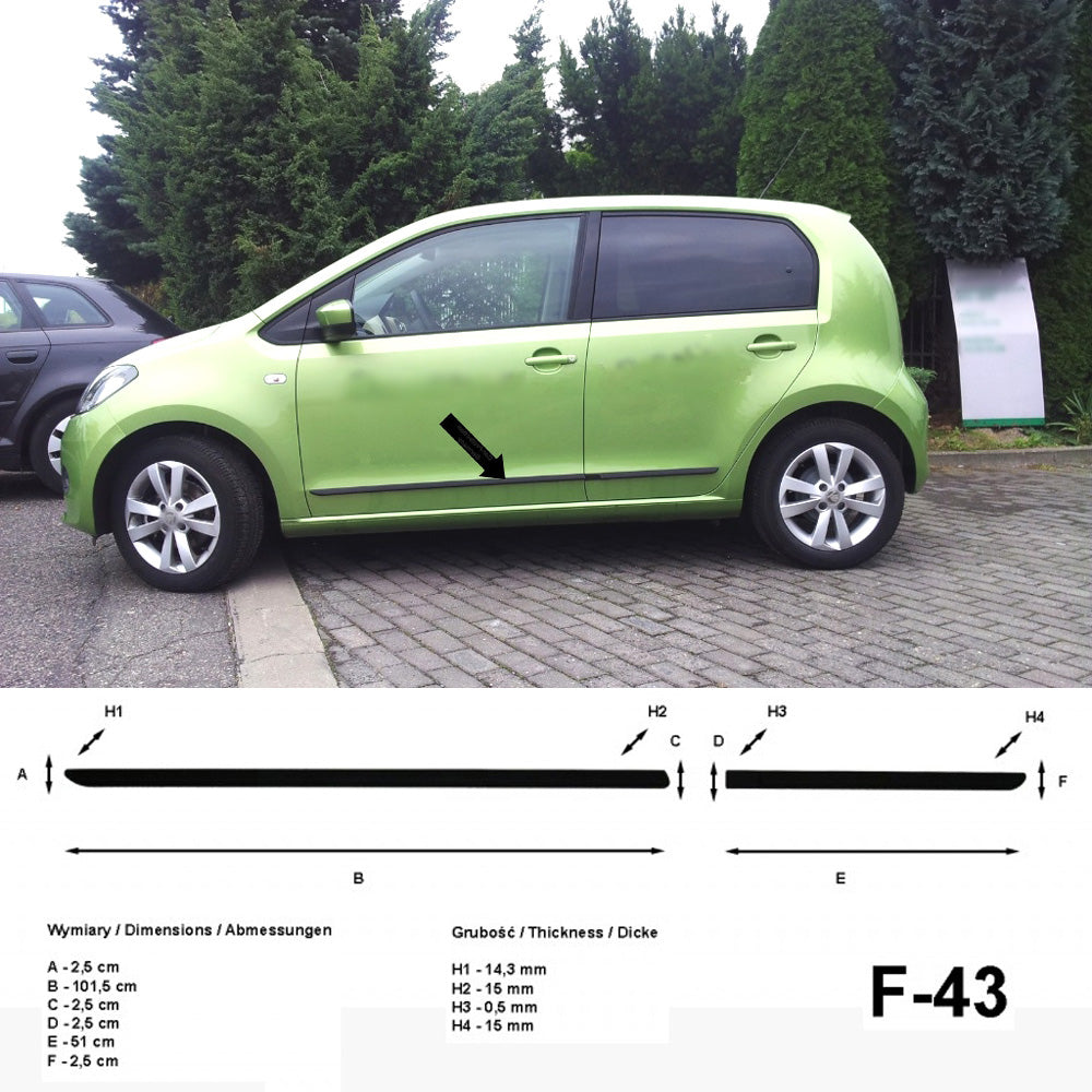 Seitenschutzleisten schwarz für Skoda Citigo Schrägheck 5-Türer ab 10.2011- F43 a