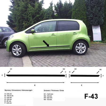 Seitenschutzleisten schwarz für Skoda Citigo Schrägheck 5-Türer ab 10.2011- F43 a