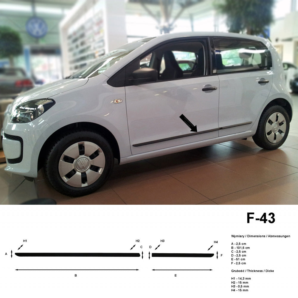 Seitenschutzleisten schwarz für Volkswagen VW up! Schrägheck 5Türer ab 2012- F43 a