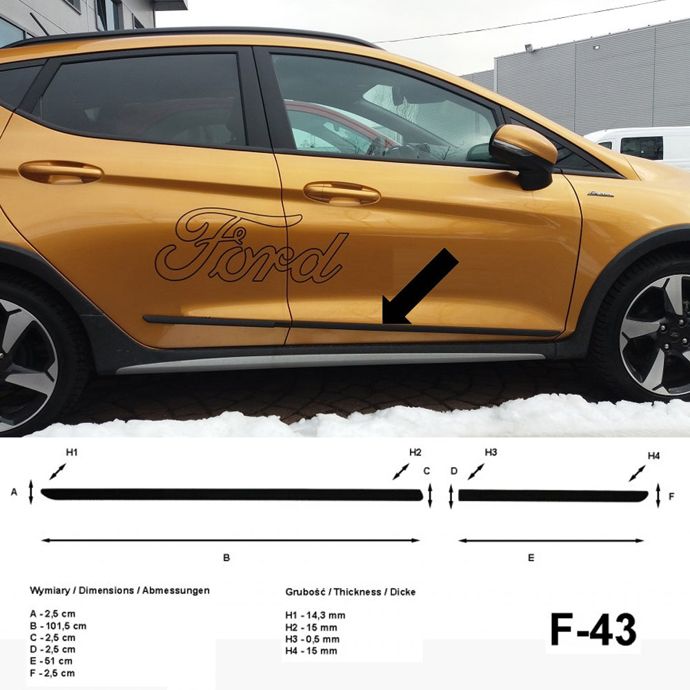 Seitenschutzleisten schwarz für Ford Fiesta VII ab Baujahr 01.2017- F43 a