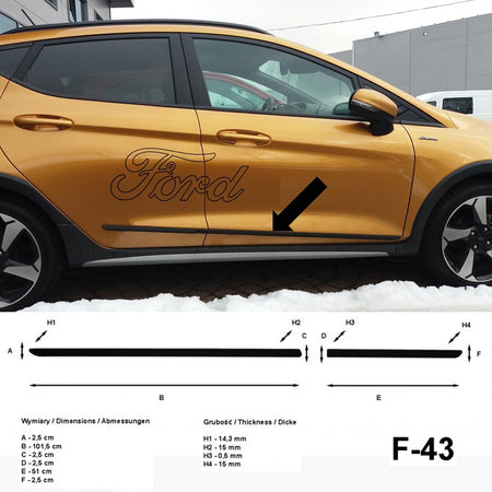 Seitenschutzleisten schwarz für Ford Fiesta VII ab Baujahr 01.2017- F43 a
