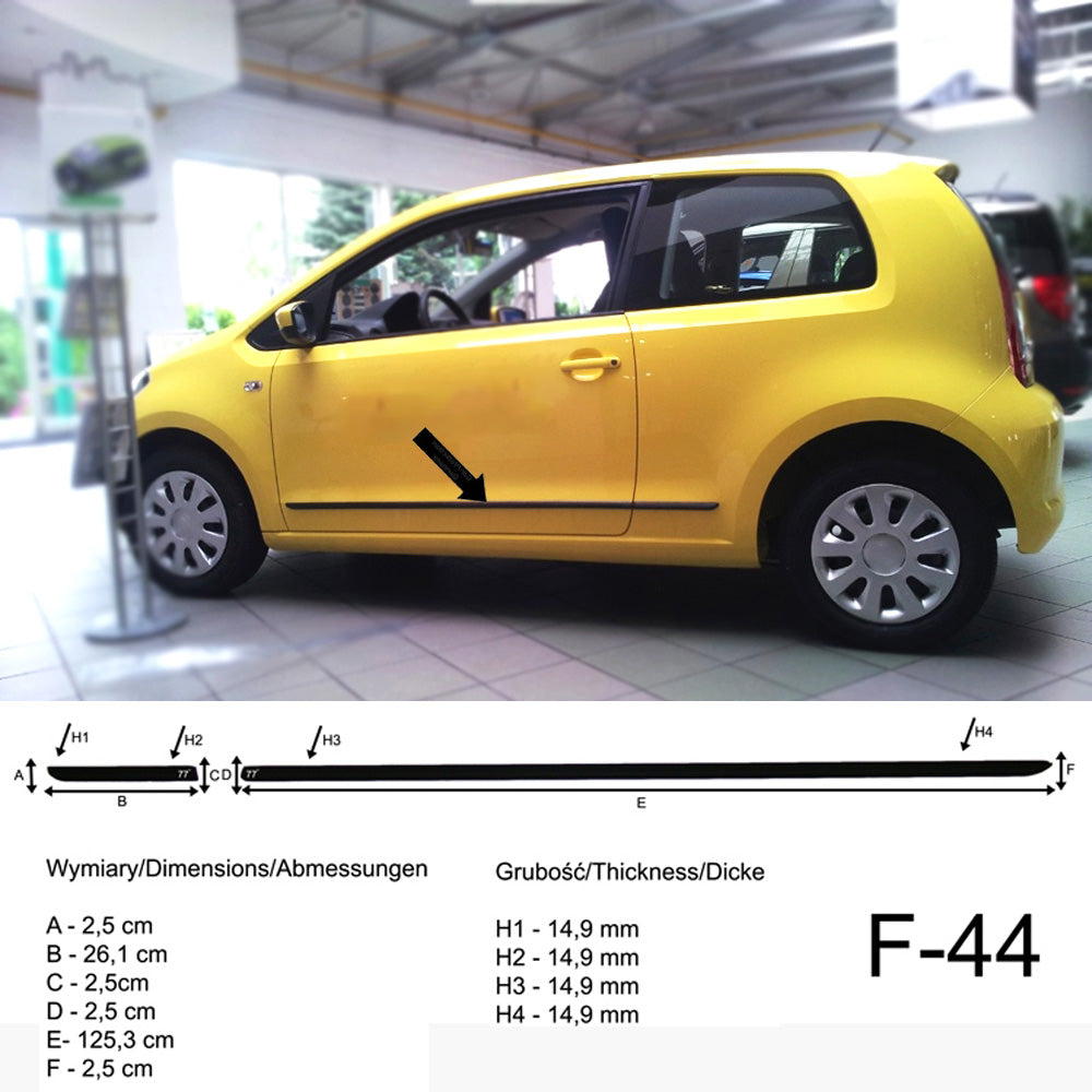 Seitenschutzleisten schwarz für Skoda Citigo Schrägheck 3-Türer ab 10.2011- F44 a