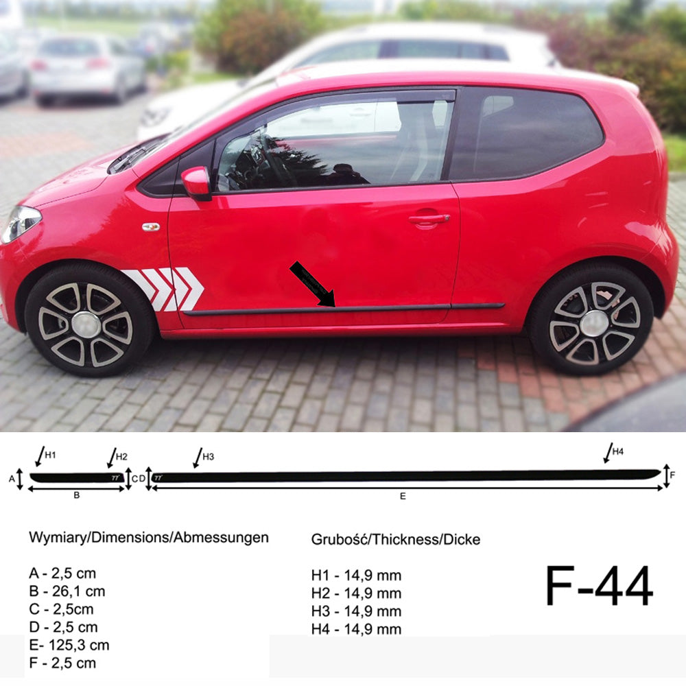 Seitenschutzleisten schwarz für Volkswagen VW up! Schrägheck 3Türer ab 2012- F44 a