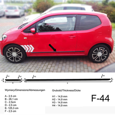 Seitenschutzleisten schwarz für Volkswagen VW up! Schrägheck 3Türer ab 2012- F44 a