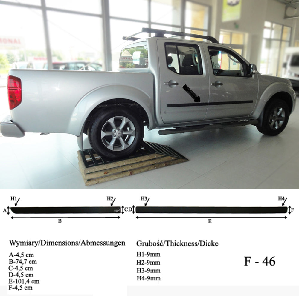 Seitenschutzleisten schwarz für Nissan Navara Double Cab ab facelift 2007- F46 a