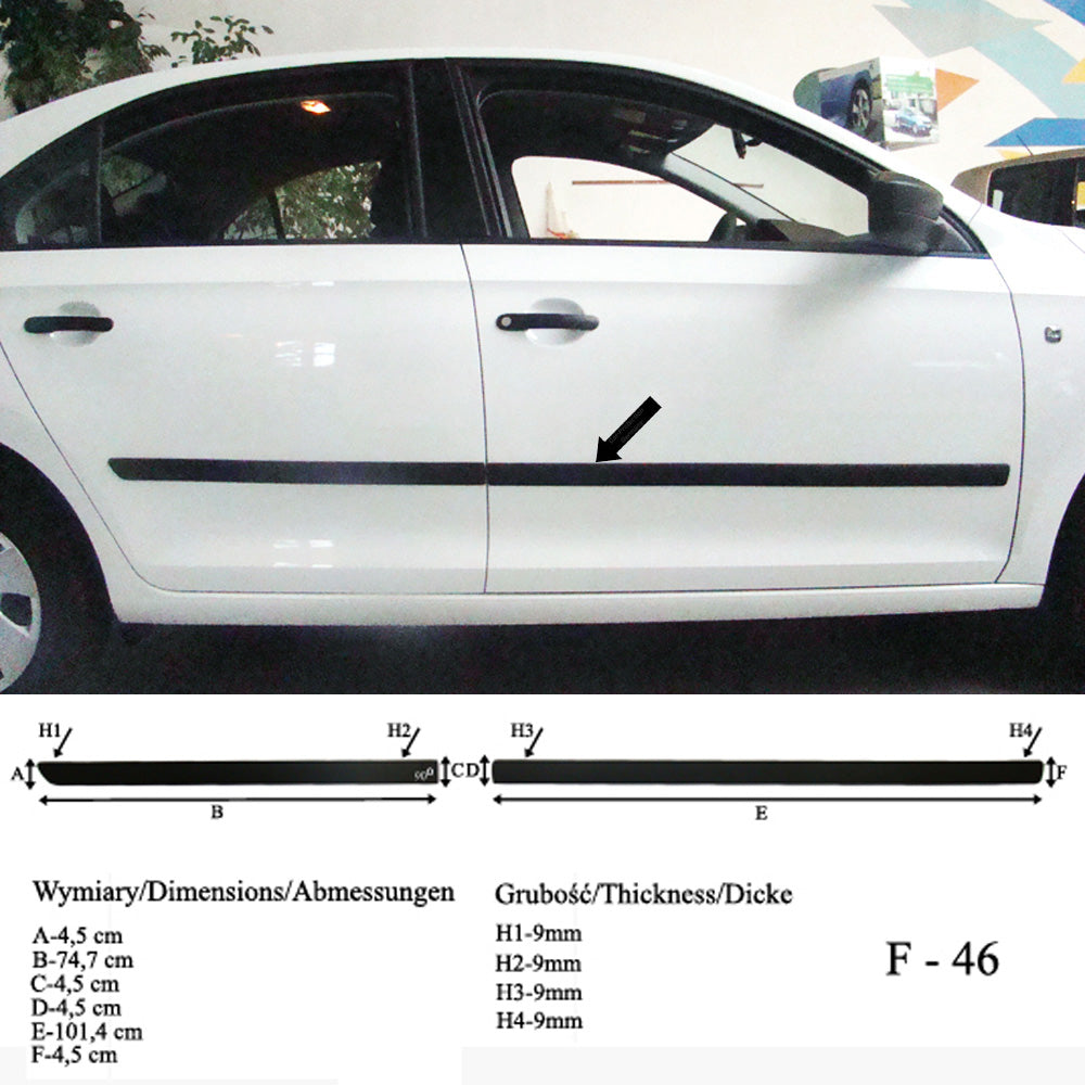 Seitenschutzleisten schwarz für Skoda Rapid hatchback Schrägheck ab 07.2012- F46 a