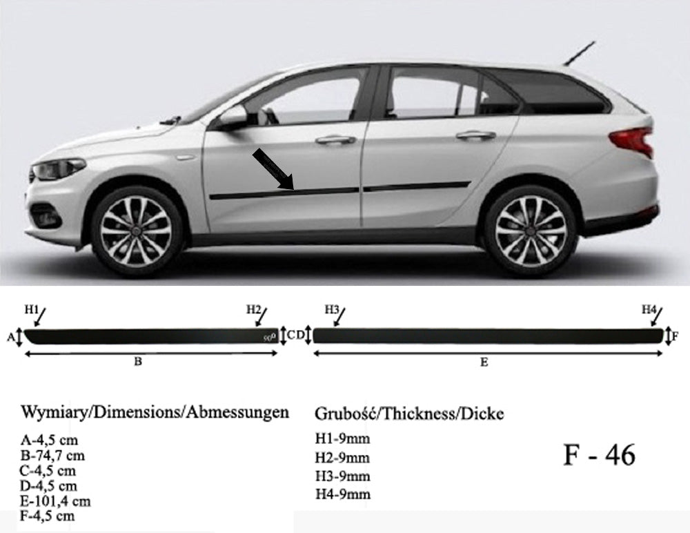 Seitenschutzleisten schwarz für Fiat Tipo SW Kombi ab Baujahr 03.2016- F46 a