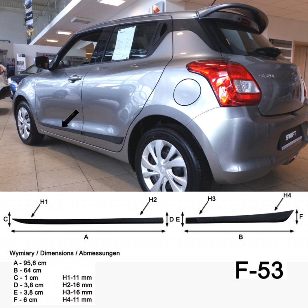 Seitenschutzleisten schwarz für Suzuki Swift V 5-Türer Typ AZ ab 04.2017- F53 a