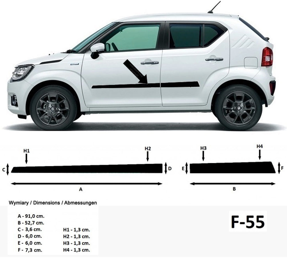 Seitenschutzleisten schwarz für Suzuki Ignis III Typ MF ab Baujahr 10.2016- F55 a