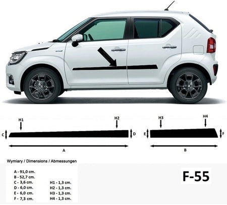 Seitenschutzleisten schwarz für Suzuki Ignis III Typ MF ab Baujahr 10.2016- F55 a