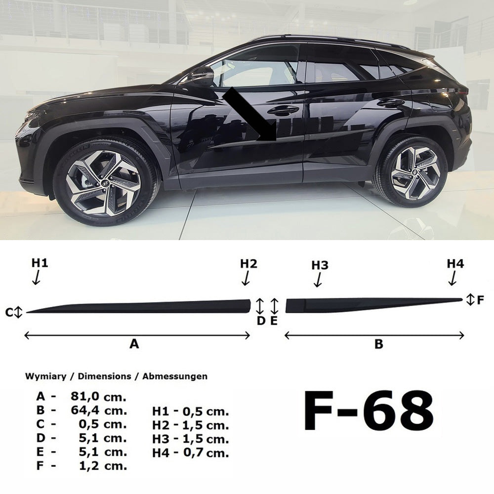 Seitenschutzleisten schwarz für Hyundai Tucson SUV 4. Gen. Typ NX4 09.2020- F68 a