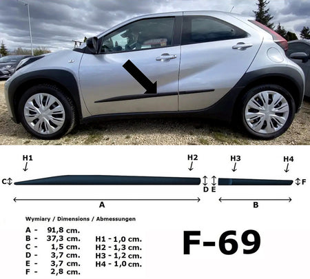 Seitenschutzleisten schwarz für Toyota Aygo X Schrägheck ab Baujahr 12.2021- F69a