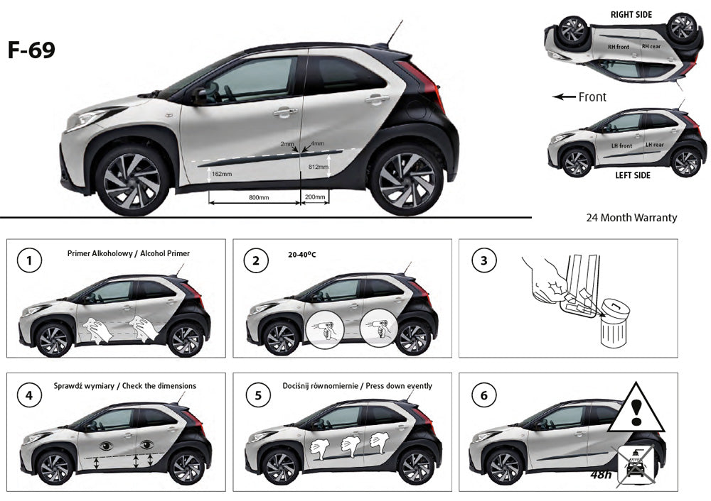 Seitenschutzleisten schwarz für Toyota Aygo X Schrägheck ab Baujahr 12.2021- F69h