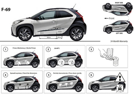 Seitenschutzleisten schwarz für Toyota Aygo X Schrägheck ab Baujahr 12.2021- F69h