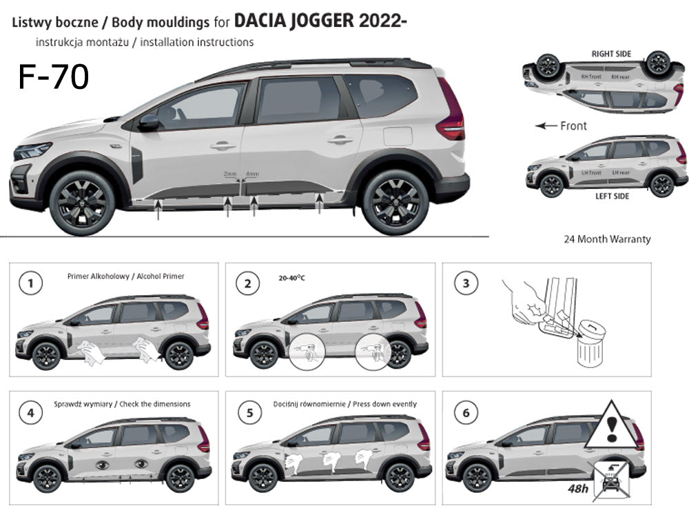 Seitenschutzleisten schwarz für Daccia Jogger ab Baujahr 03.2022- F70 (3700070) z