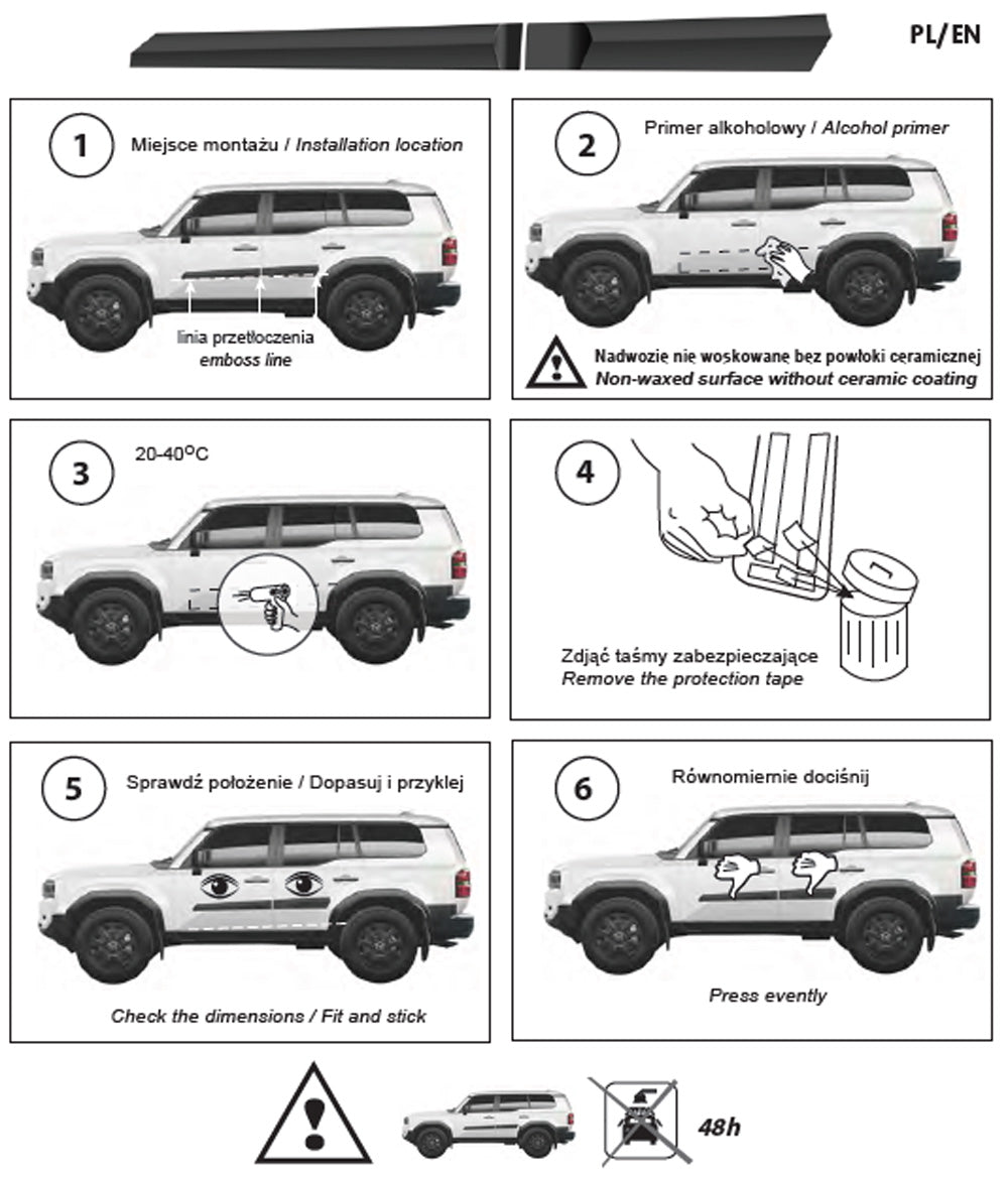Seitenschutzleisten schwarz für Toyota Land Cruiser Typ J25 ab Bj. 04.2024- F76h