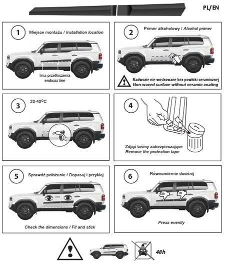Seitenschutzleisten schwarz für Toyota Land Cruiser Typ J25 ab Bj. 04.2024- F76h