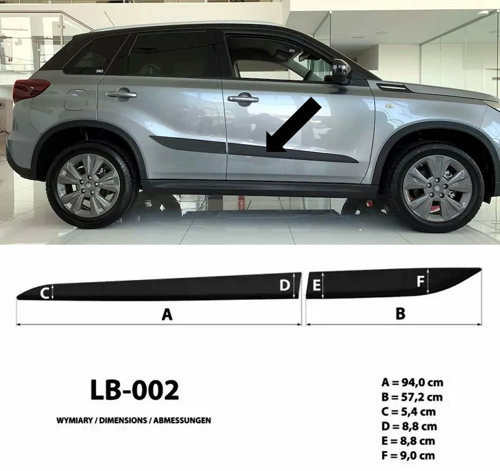 Seitenschutzleisten schwarz für Suzuki Vitara Typ LY ab Facelift Baujahr 11.2018- LB002 a