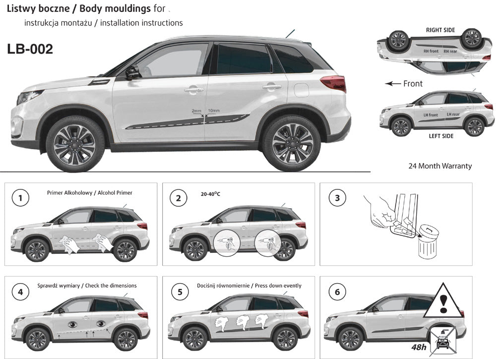 Seitenschutzleisten schwarz für Suzuki Vitara Typ LY ab Facelift Baujahr 11.2018- LB002 h