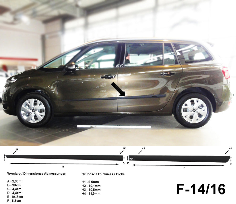 Seitenschutzleisten schwarz für Citroen C4 Grand Picasso II ab 09.2013- F14/16 a