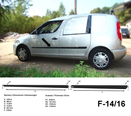 Seitenschutzleisten schwarz für Skoda Roomster Hochdachkombi Bj 2006-2015 F14/16 a
