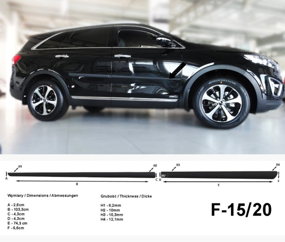 Seitenschutzleisten schwarz für Kia Sorento III SUV Kombi Typ UM ab 2015- F15/20 a